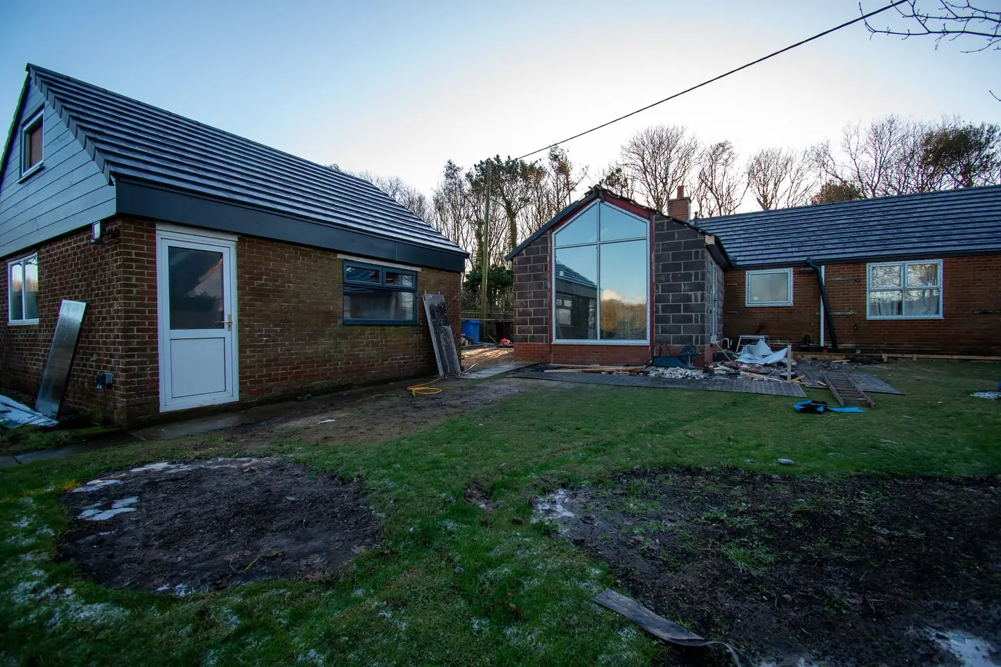 The rear gable extension mid-build, before glazing and finishing, Cresswell